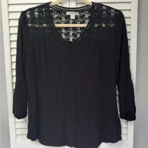 John Paul Richard Black Boho Lightweight Lace Blouse